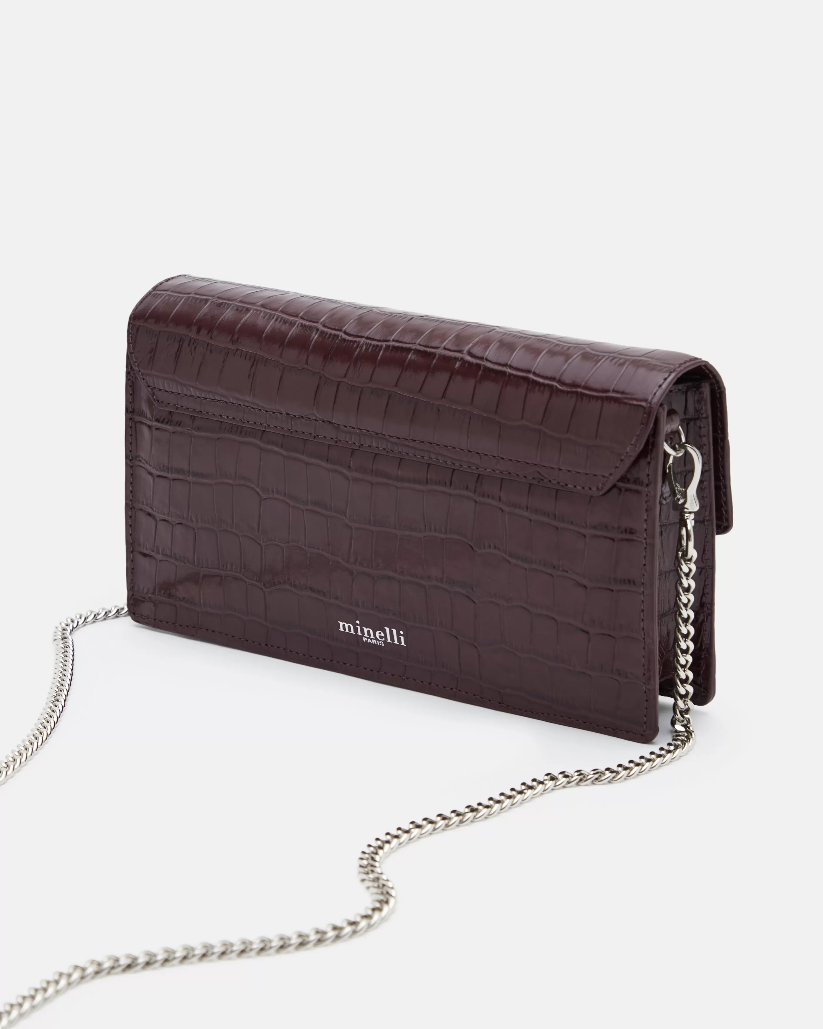 Minelli Deep Burgundy | Le Monogramme<SAC PETIT VOLUME KATY/CROC POURPRE KATY/CROC-POURPRE